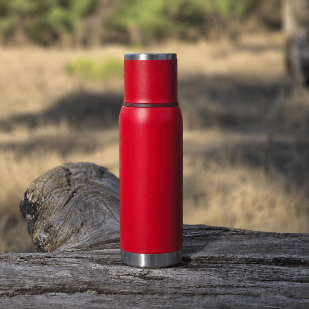 1.4 QT Insulated Stainless Steel Vacuum Bottle with Pour-Through Stopper – Red