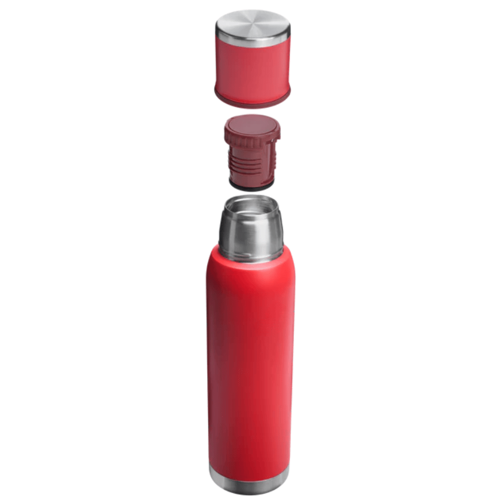 1.4 QT Insulated Stainless Steel Vacuum Bottle with Pour-Through Stopper – Red